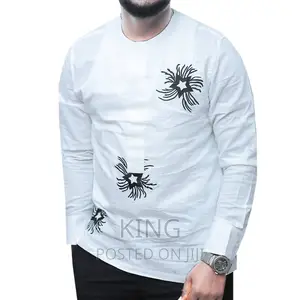 Kitengi. African Wear Shirt White. Long Sleeved