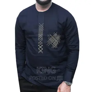 Kaftan. African Traditional Shirt. Black/Navy Blue