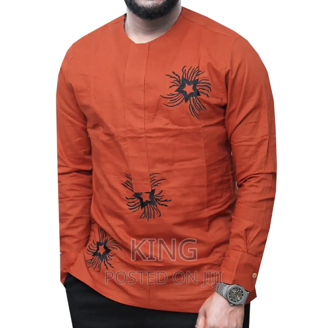 Kitengi Shirt. Long Sleeved. Orange