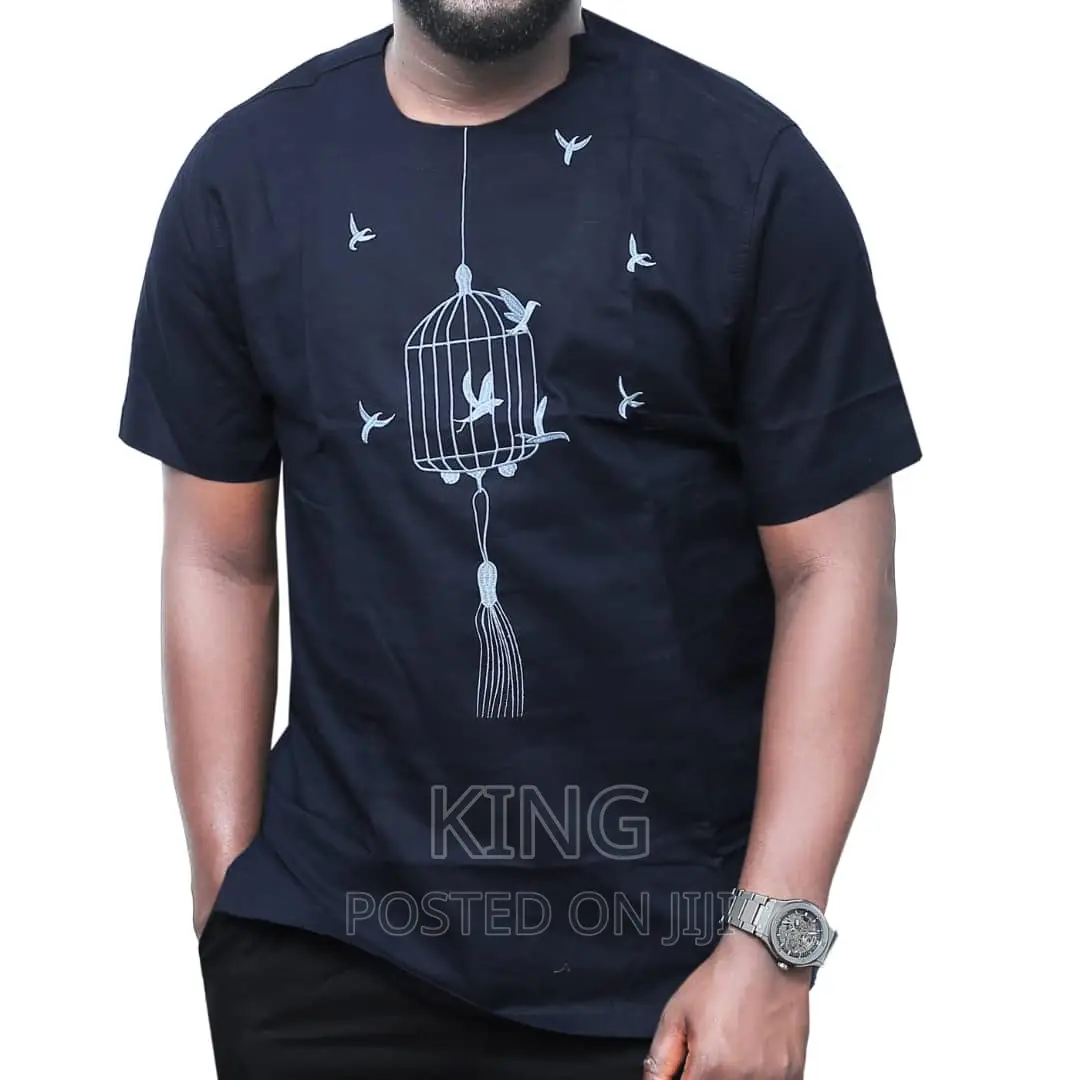Kitengi Shirt. Navy Blue Short Sleeve
