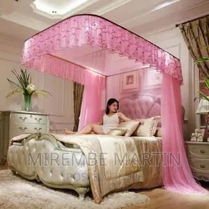 Two Stand Rail Mosquito Net-Pink