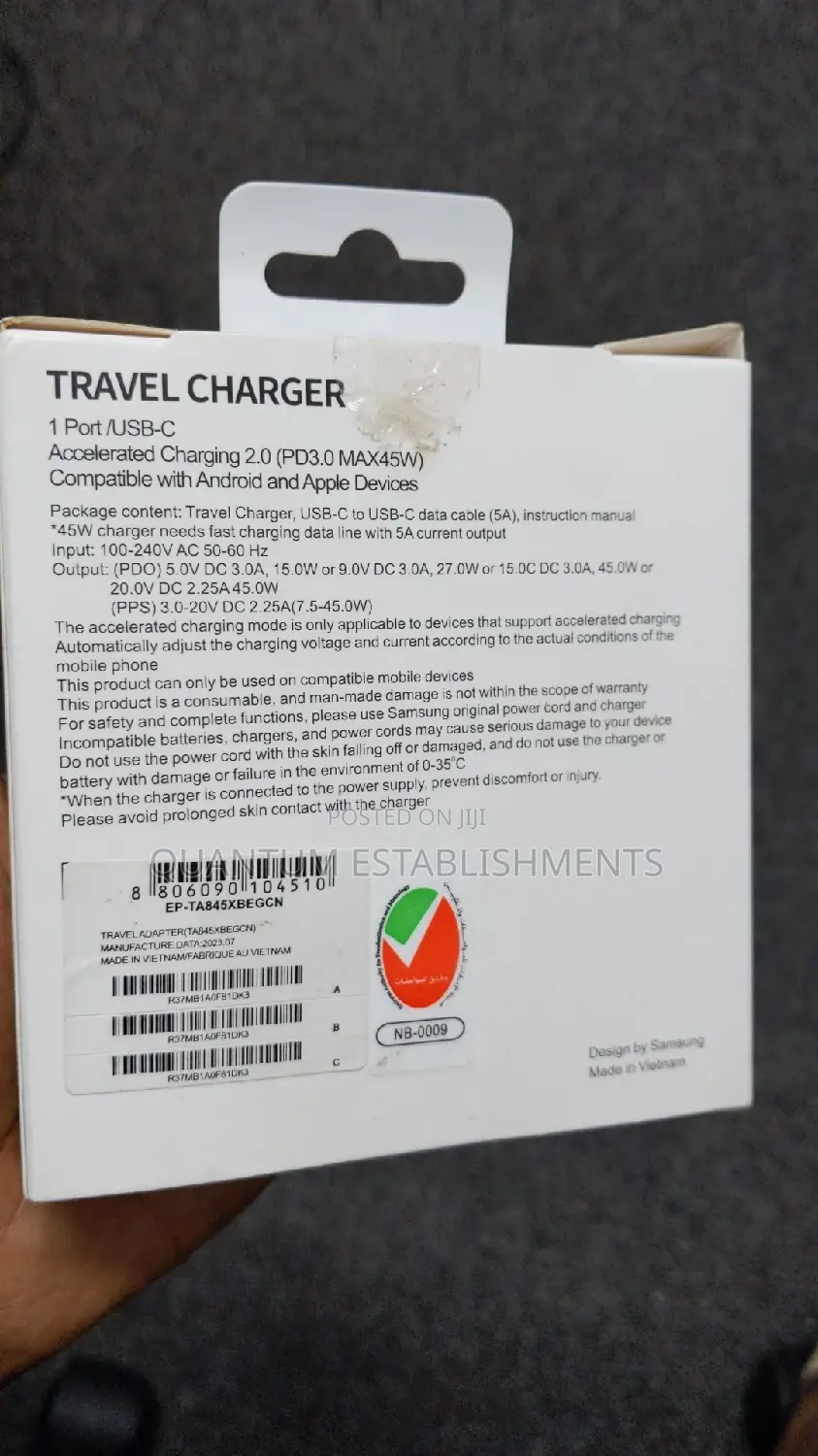 Samsung 45W PD Adapter With USB-C to USB- C Cable