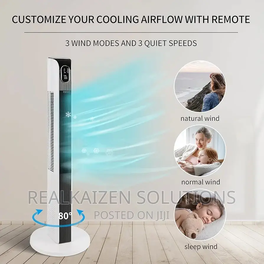 GEEPAS Digital Remote Control |3 Speed Oscillating Tower Fan