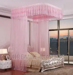 Ceiling Mounted Luxurious Mosquito Net-Pink King Size