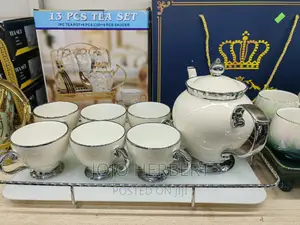 Tea Set With Teapot and Spoons, Exquisite Ceramics