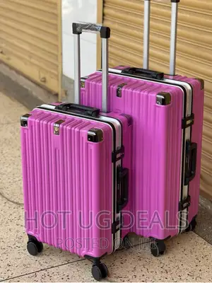 Set Of 2 Plastic Waterproof Suitcase (Medium,Large) - Pink