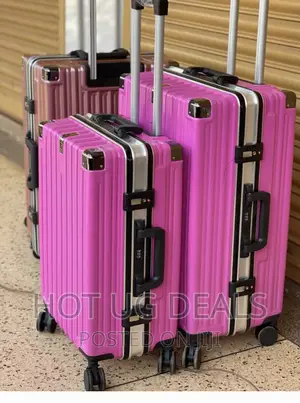 Set Of 2 Plastic Waterproof Suitcase (Medium,Large) - Pink