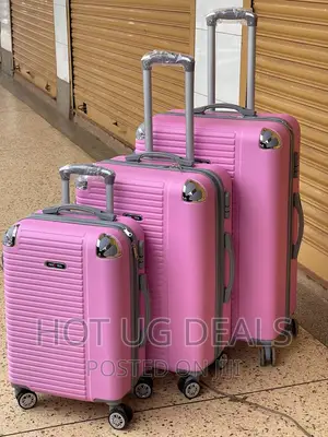 Set Of 3 Pcs Travel Waterproof Suitcase- Pink