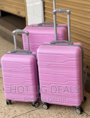 Small, Medium, Large, Plastic Suitcase- Pink