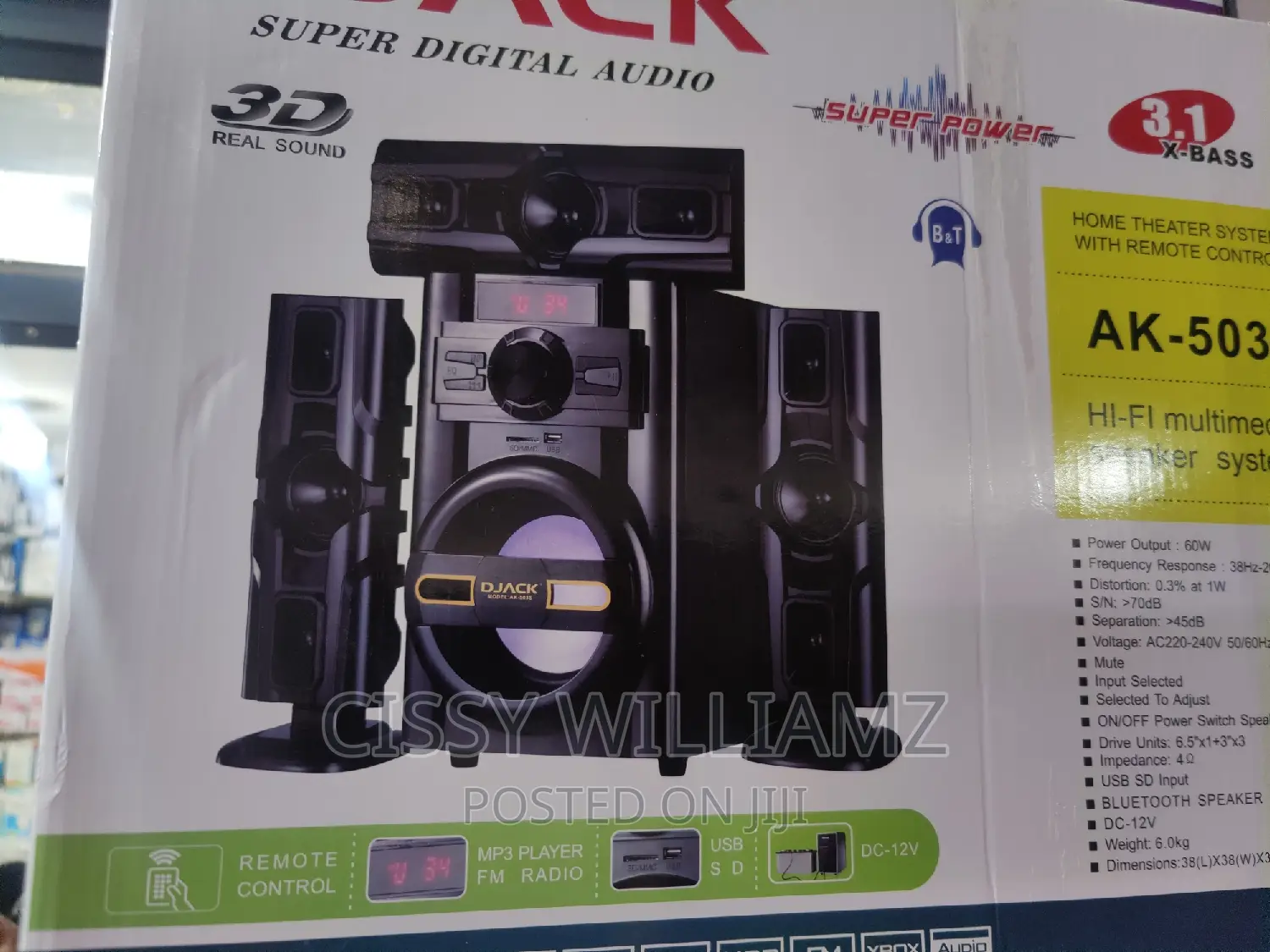 Djack 3.1 Full Home Theater Speaker Bluetooth Woofer
