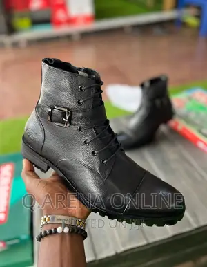 Men’S Classy Leather Boots-Black.