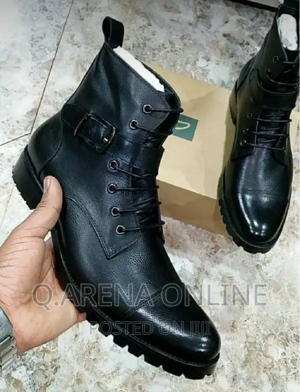 Men’S Classy Leather Boots-Black.