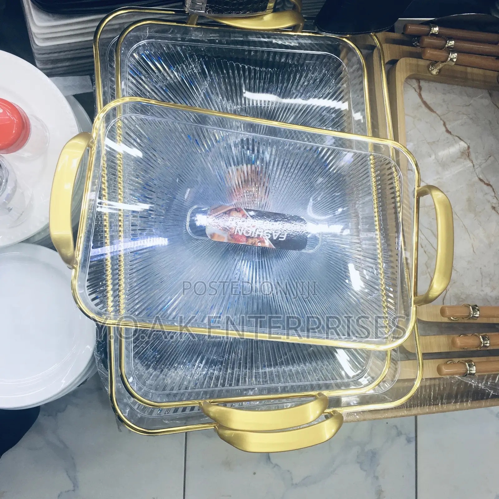 Transparent Melamine Trays Gold