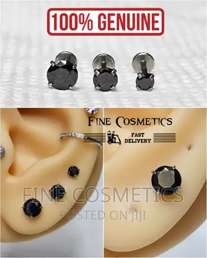 MEN'S BLACK Stainless Steel Ear Studs | 6mm And 8mm Earrings