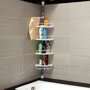 Bathroom Shower Storage Corner Caddy Tension Pole, 4-Tier