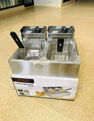 Commercial Double Deep Fryer, 12 Litres - Silver