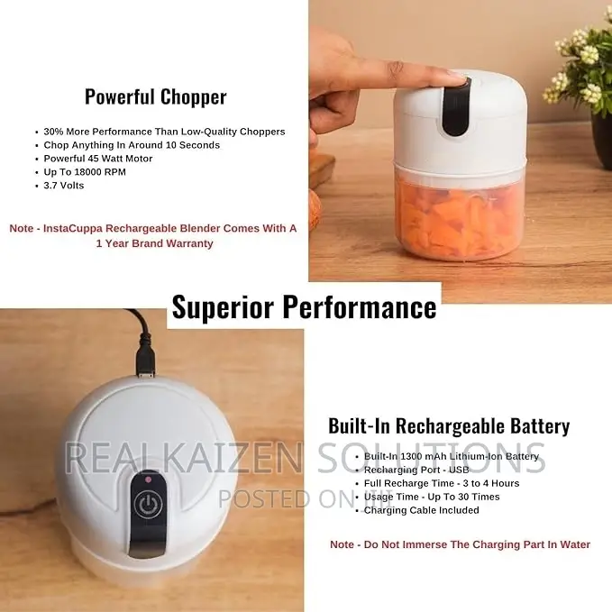 Rechargeable Mini Stainless Steel Electric Chopper Processor