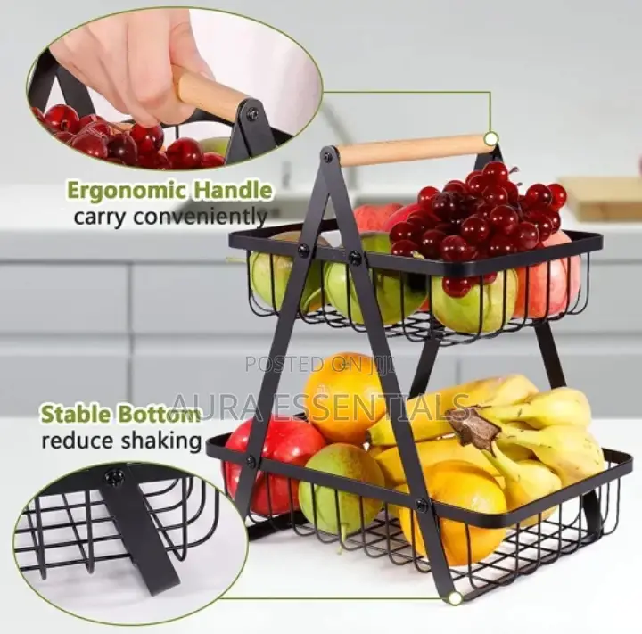 Generic 2- Tier Countertop Fruit Basket Fruit Bread Bowl