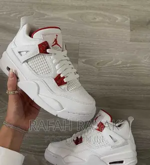 Original White Jordan 4 Metallic Red Sneaker