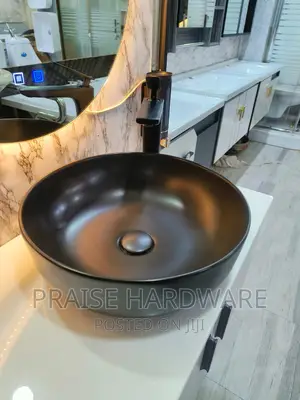 Round Black Worktop Basins