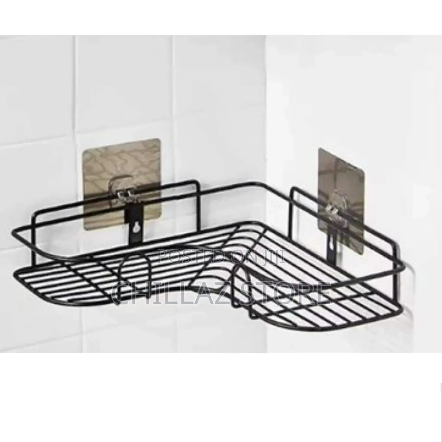 Triangular Metallic Corner Shelves.