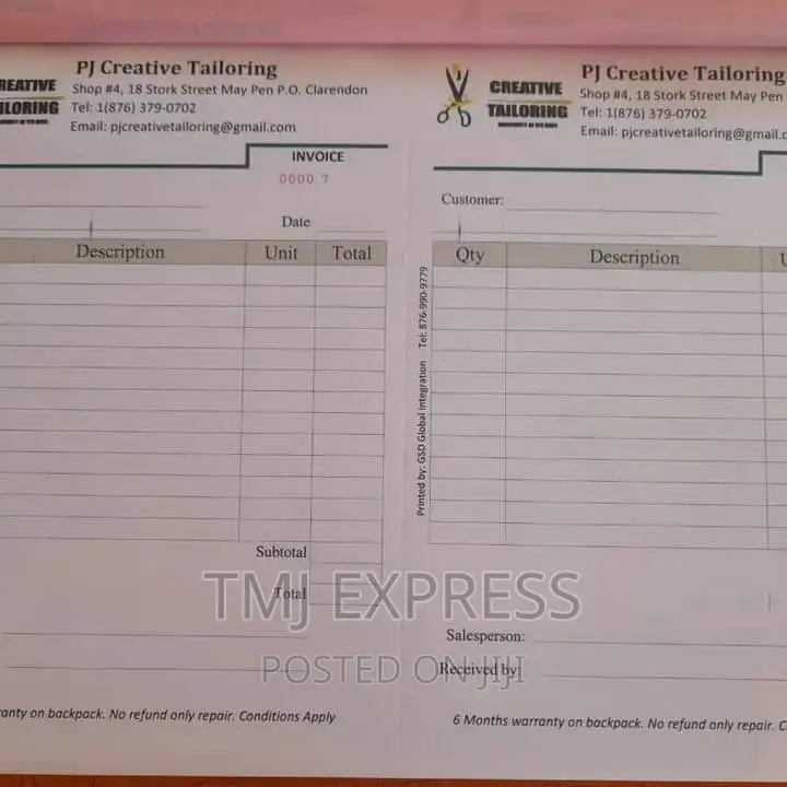 A4 Size Invoice Books
