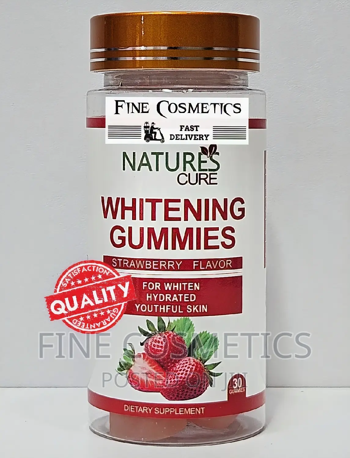 Nature's Cure Skin Whitening Gummies Strawberry Flavour. 30