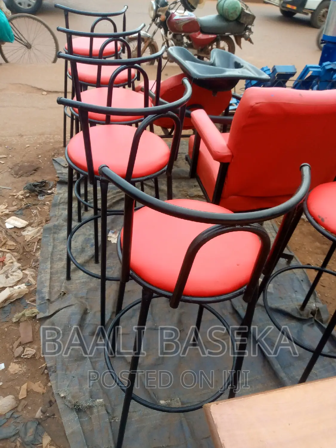 Bar Chairs/Counter Chairs/Red and Black Coloured