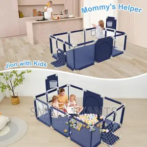 X- Large Baby Playpen With Basketball Hoop Breathable Mesh