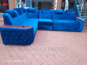 L Sofa Set Blue 6 Seater
