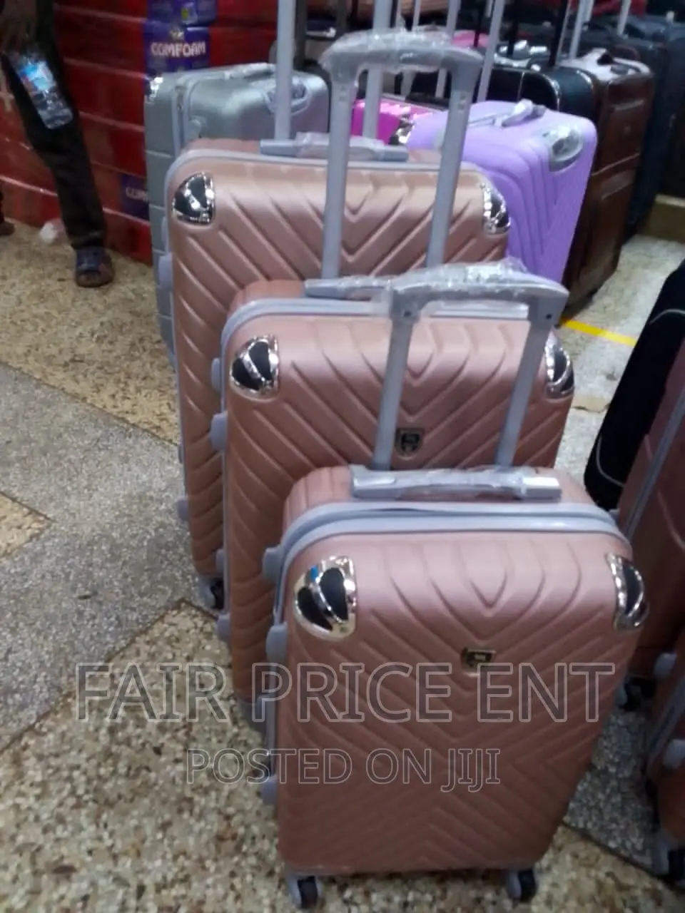 Original Plastic Suitcases. Full Set 3pcs.( Brown)