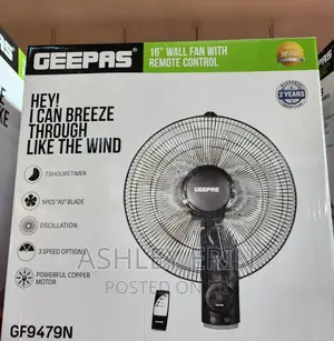 Gepaas 16inch Wall Fan With Remote Control