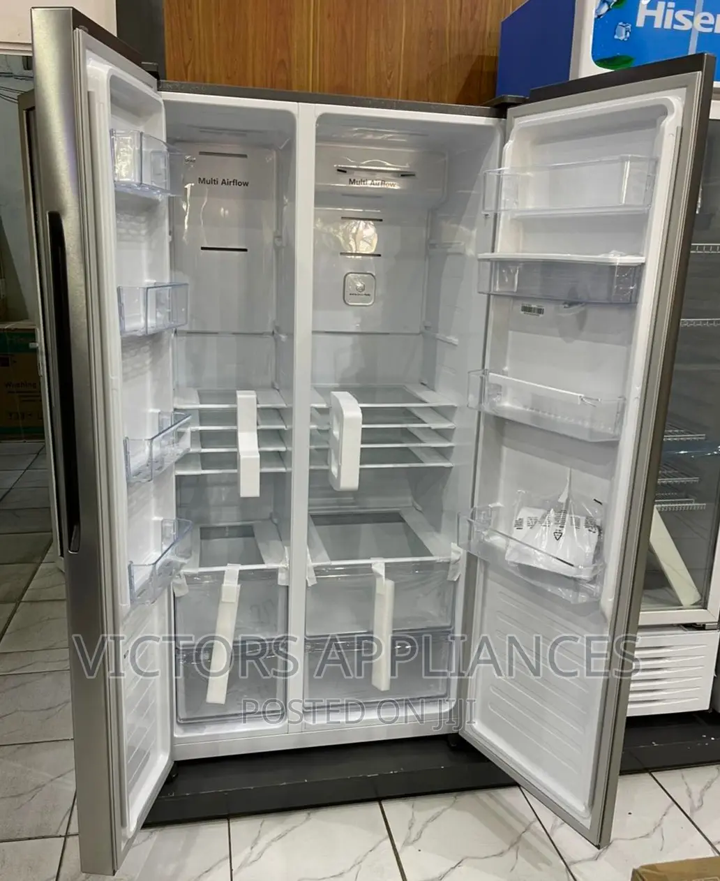 Hisense Side by Side Fridge 670liters Silver New Model