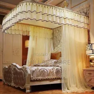 Two Stand Rail Mosquito Net – Cream Top Design May Vary