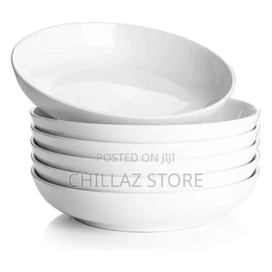 6 Pieces of Deep Soup Plates Bowls, White