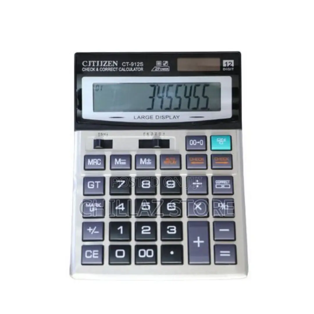 Superior Calculator-Extra Large Display-12 Digits- Grey