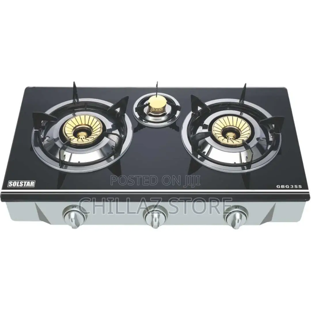 Solstar GBG 3SS 3 Gas Burner With Auto Ignition – Black