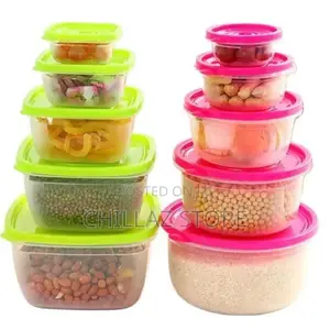 5 Pc Round Airtight Food Storage Containers Tins With Lids