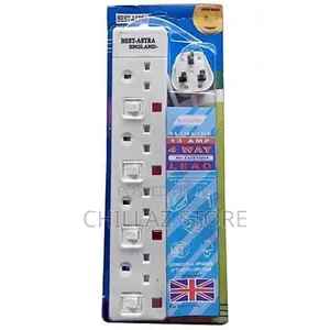 Astra England 4-Way Extension Cable Socket – White
