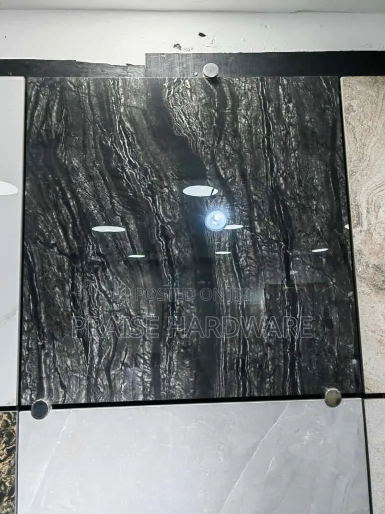 Black Floral 60 by 60 Porcelain Tile