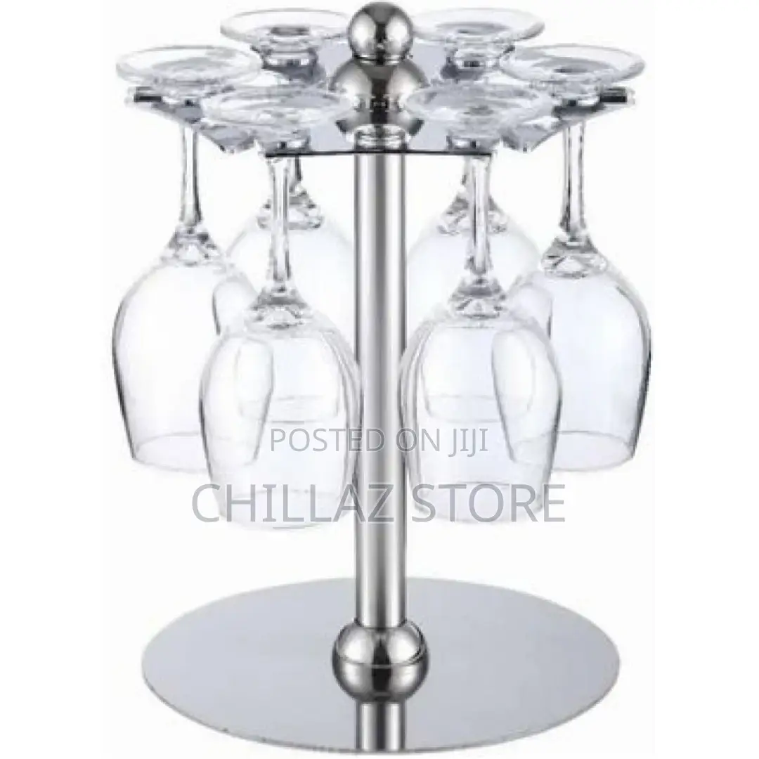 Countertop Rotating 6 Wine Glass Cup Holder Drying Rack