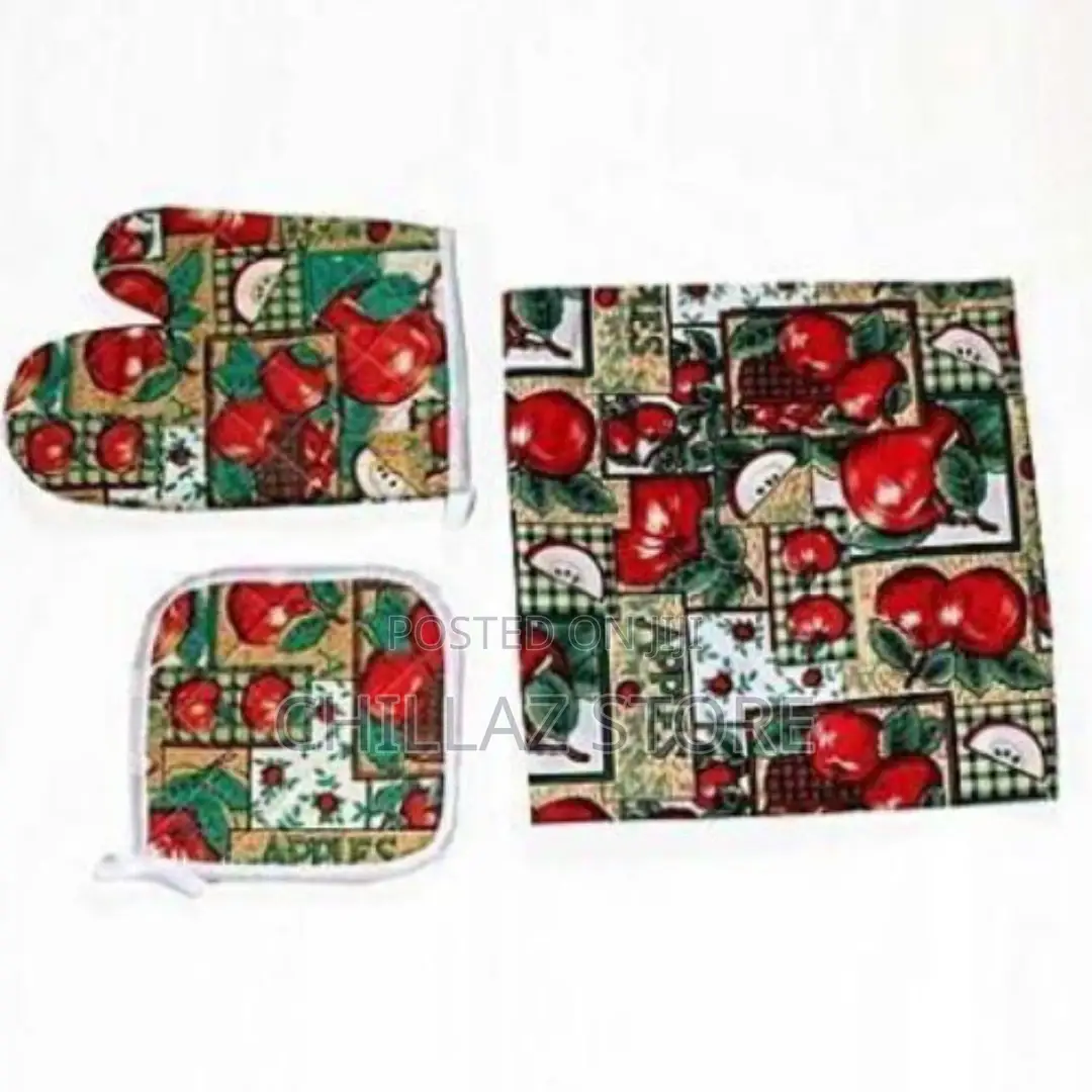 3pc Kitchen Apron Heat Proof Microwave Oven Gloves