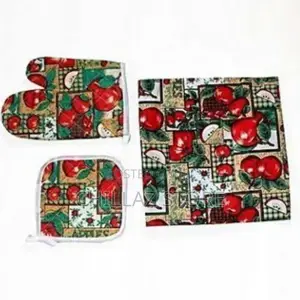 3pc Kitchen Apron Heat Proof Microwave Oven Gloves