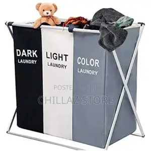 3-Section Laundry Basket Bin Organizer- 137l- Multi-Colour.