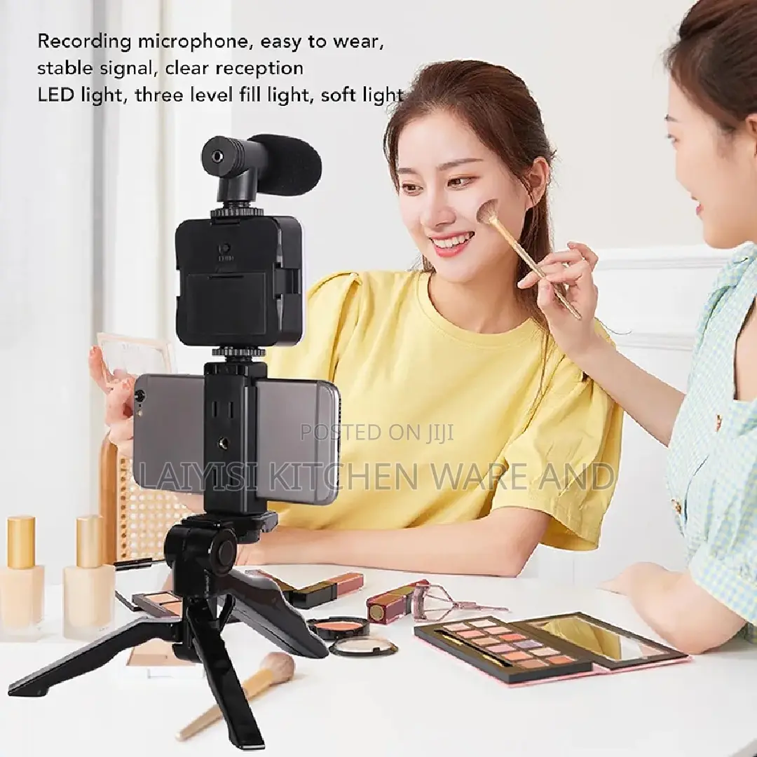 Smartphone Video Microphone Kit, Video Vlogging Kit With Led