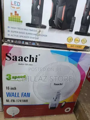 Saachi 16 Inch Wall Fan With Remote Control, 3 Speed.