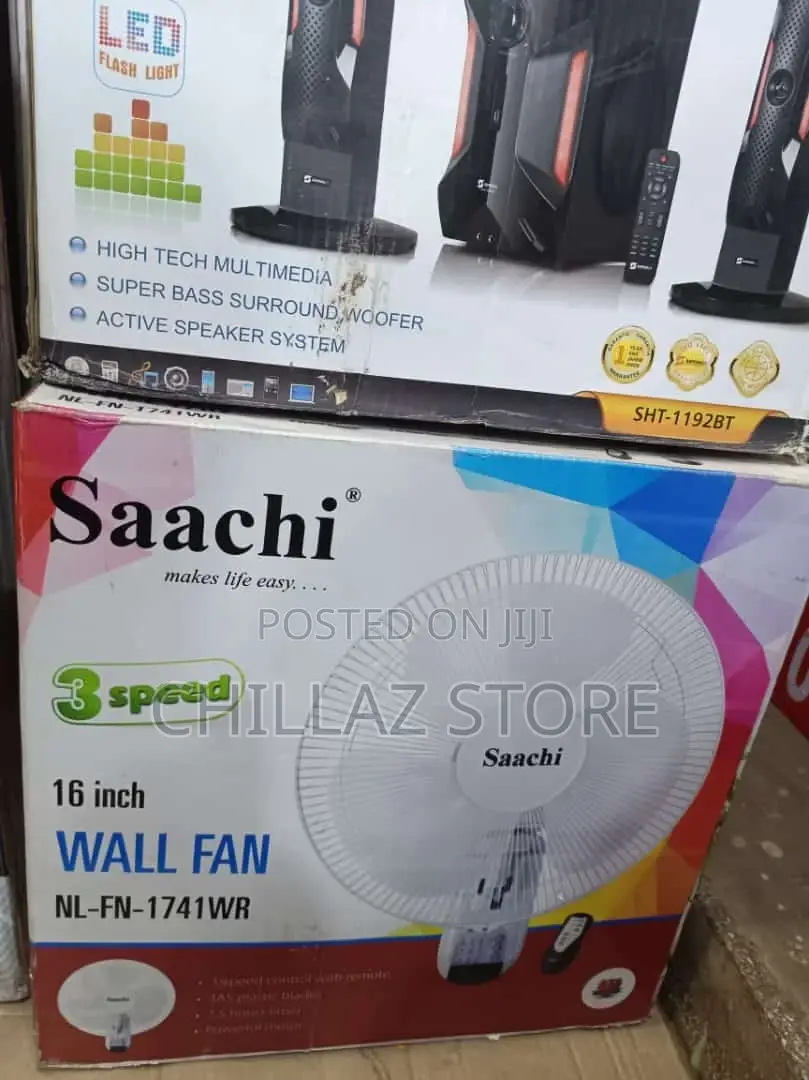 Saachi 16 Inch Wall Fan With Remote Control, 3 Speed.