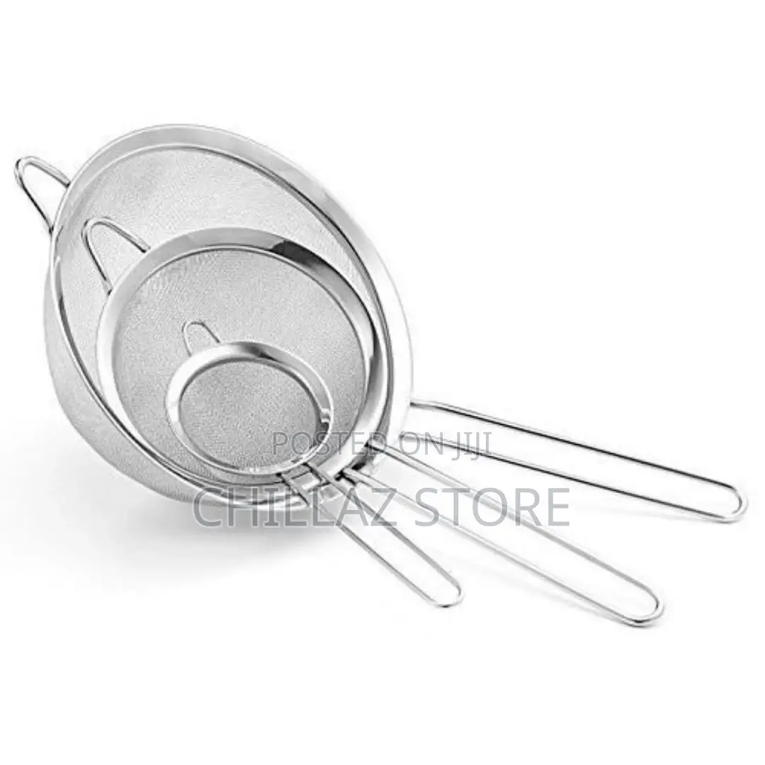 3pcs Big Sieves Fine Mesh Food, Juice Strainers