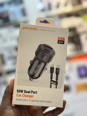 PORODO 50w Dual Port iPhone Car Charger