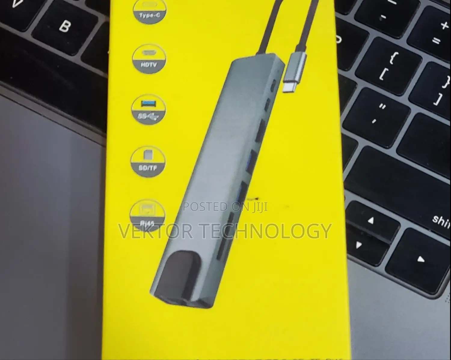 Type C Hub 8 in 1 Type C to PD+ X2 +HDTV +Type C+SD+TF+Rj45